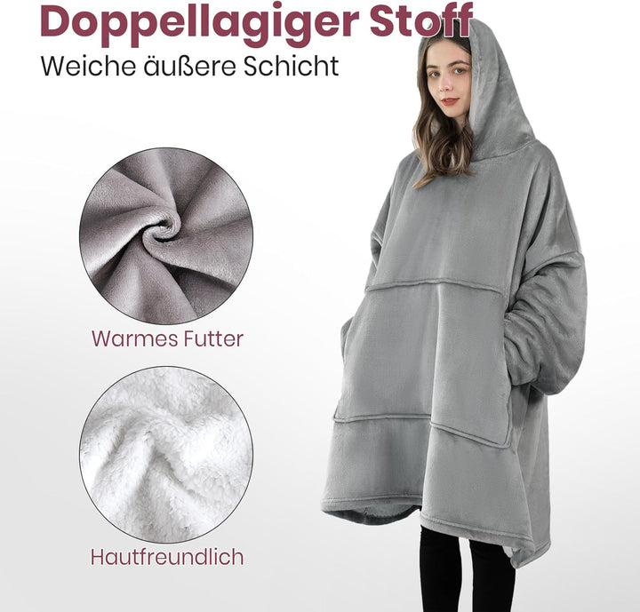 Good Nite Hoodie Decke mit Ärmeln Tragbare Decken Wearable Blanket Übergrosser Hoodie Damen Cozy kus