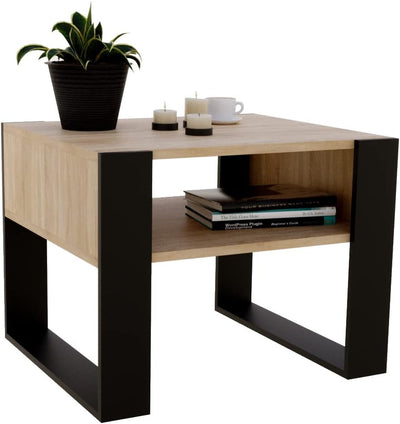 Couchtisch KARO rechteckiger Kaffeetisch aus Holz Modern Teetisch 65 x 53,6 45cm massiv und stabil (