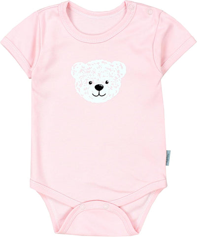 TupTam Mädchen Baby Body Kurzarm in Unifarben - 5er Pack 80 Bärchen Rosa Weiss Sterne Grau Nice Tedd