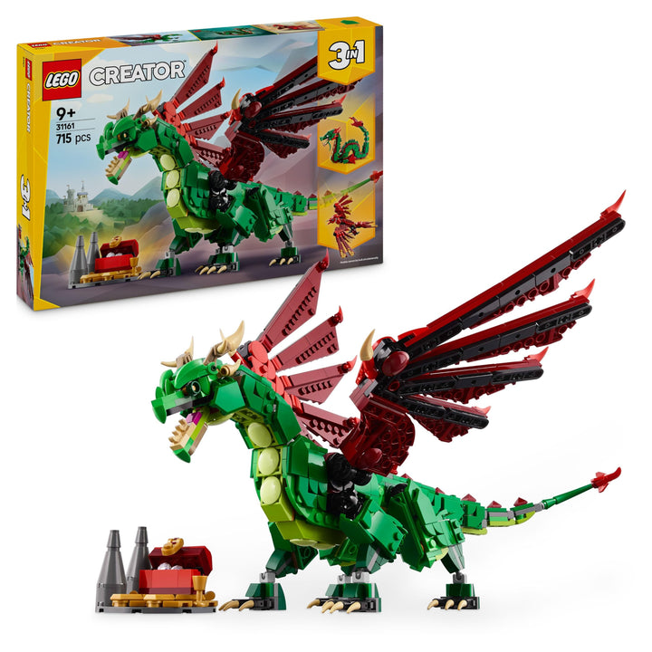LEGO Creator 3in1 Grüner Drache - Spielzeug - Umbaubar in Spielzeug Seeschlange oder Phönix Figur -