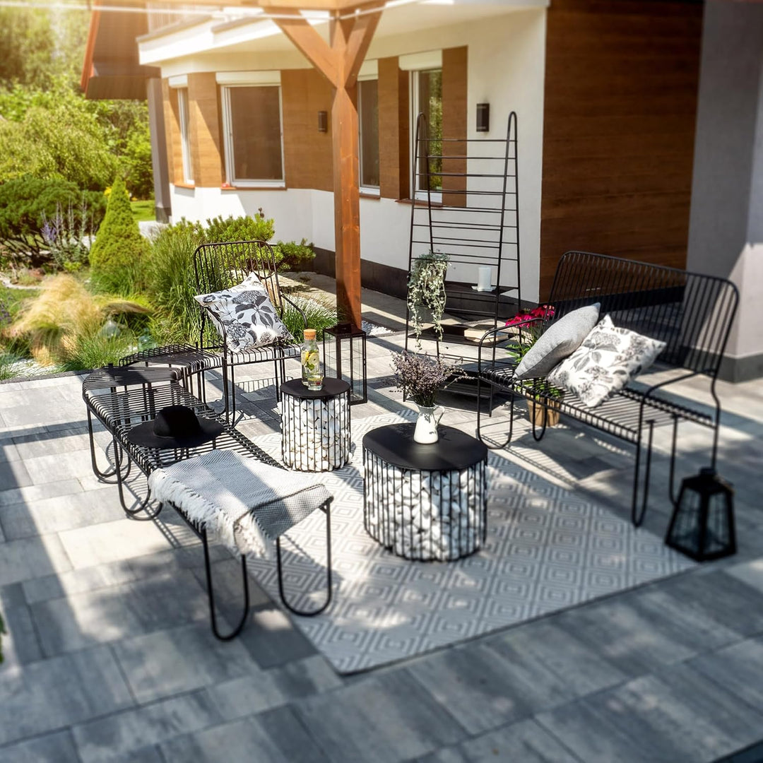 KADAX Moderne Gartenbank, Sitzbank aus pulverbeschichteten Stahl, Bank im Modulsystem, Witterungsbes