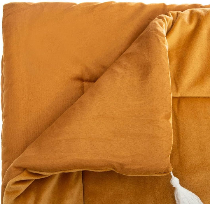 Atmosphera - Steppdecke Sonia aus Samt - senfgelb 80 × 180 cm - Ocker, Ocker