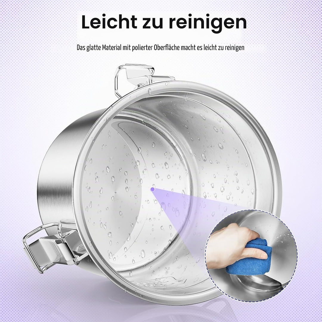 6L Luftdichter Eimer mit Deckel, Lebensmittel Küche Edelstahl Eimer Küche Getreidebehälter, Edelstah