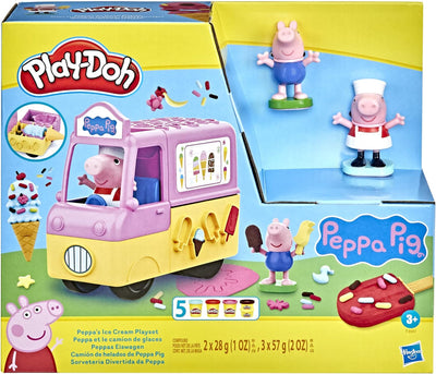 Play-Doh Peppas Eiswagen Spielset, Peppa und Schorsch Figuren und 5 Dosen, Multicolour, Einheitsgrös