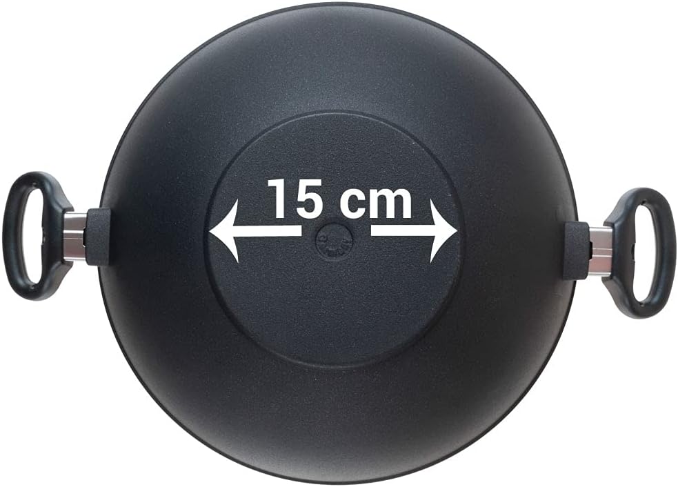 Pfannen Harecker Wok Induktion 32cm | Aluguss mit zwei Griffen | PFOA-freie Antihaftversiegelung | M