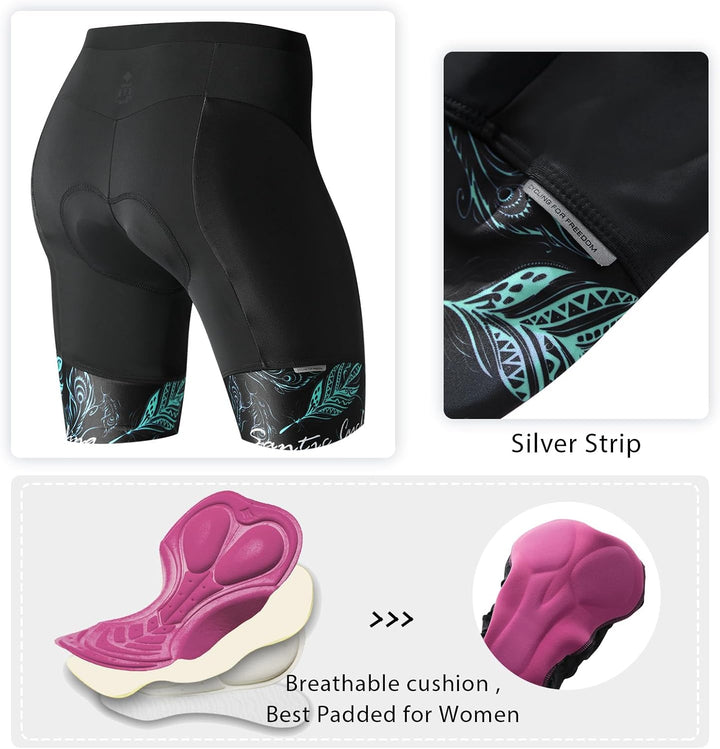Santic Fahrradhose Damen Gepolstert Kurz Radlerhose Damen Radhose Damen mit Sitzpolster Radsportshor