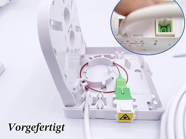 Elfcam® - 7m Glasfaser-Kabel SC/APC auf SC/APC Stecker mit Glasfaser-Abschlusspunkt (G-BOX Abschluss
