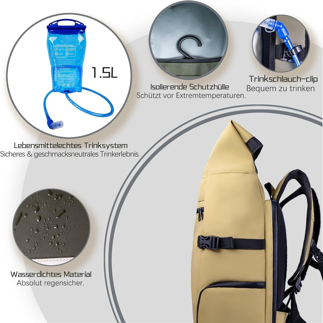 Kamerarucksack wasserdicht mit Trinksystem | Modularer Fotorucksack für Stativ | Schneller Kamera-Zu
