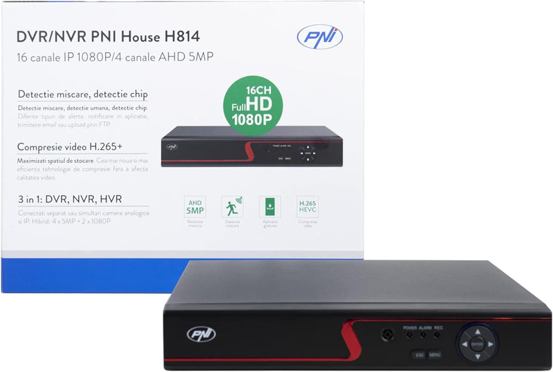 DVR/NVR PNI 16 Kanäle IP Full HD 1080P oder 4 analoge Kanäle 5MP HOUSEH814