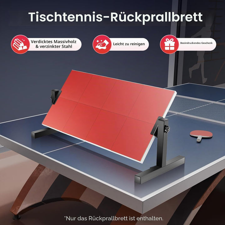 Ping Pong Rebounder Tischtennis Rebound Board Tischtennis-Rückprallbrett mit 8-roten Gummis, Selbstt
