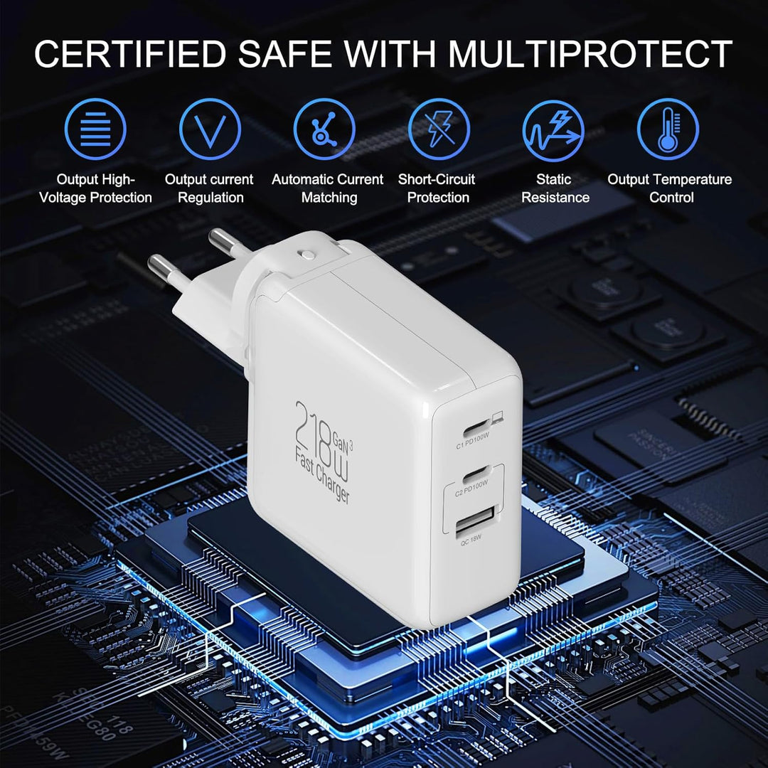 USB C Ladegerät 100W PPS 60W 3-Ports Schnellladegerät 100W USBC Netzteil Mit EU/US Stecker PD Charge