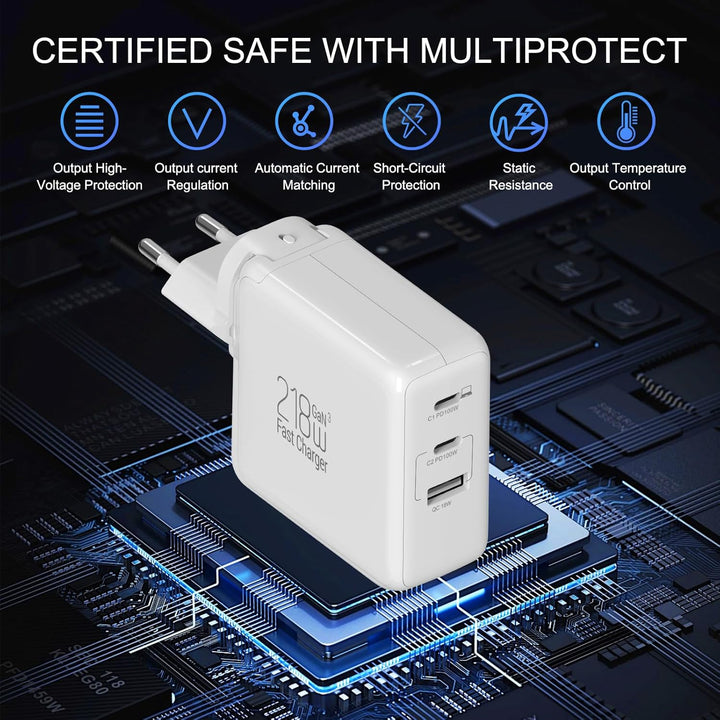 USB C Ladegerät 100W PPS 60W 3-Ports Schnellladegerät 100W USBC Netzteil Mit EU/US Stecker PD Charge