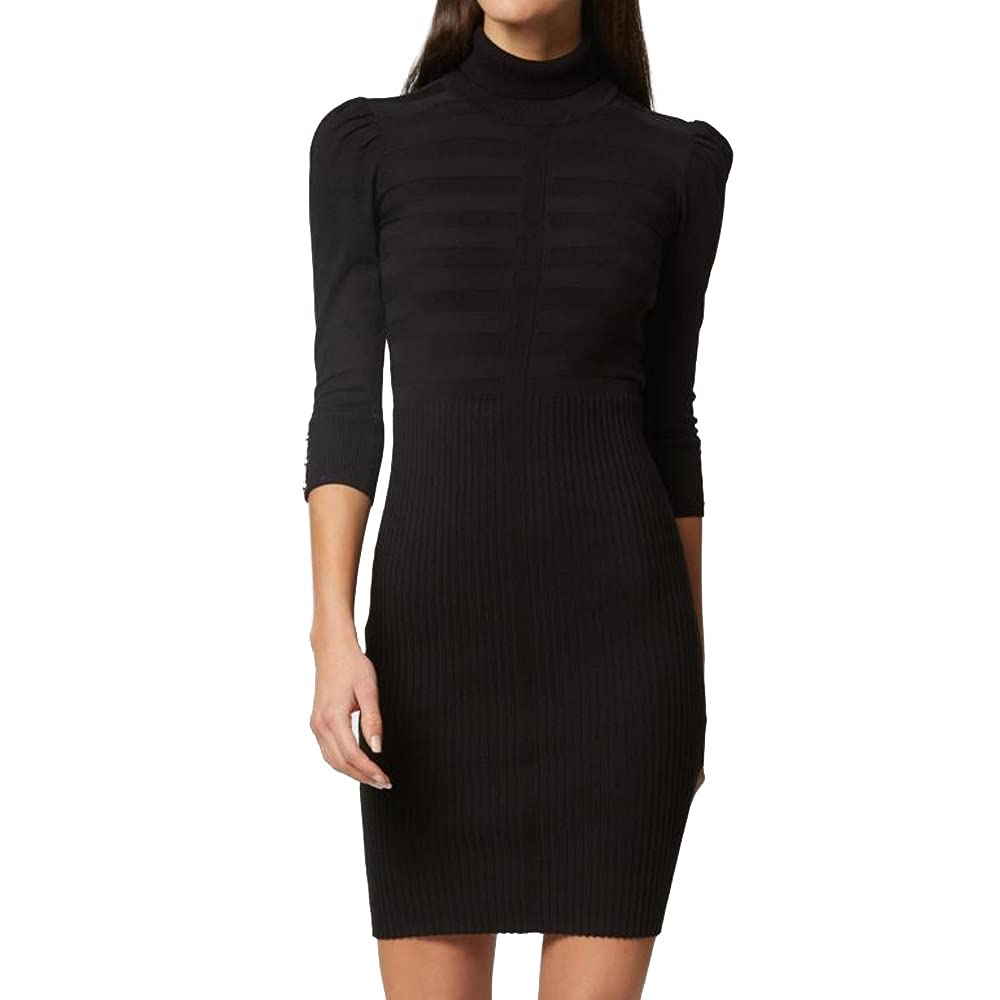 Morgan Damen Trico Kleid mit Langen Ärmeln, 212 Rmto Robe L Schwarz, L Schwarz