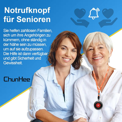 ChunHee Senioren Notruf Notrufknopf für Senioren Pflege Klingel Funkalarm Sender und Empänger SOS Al