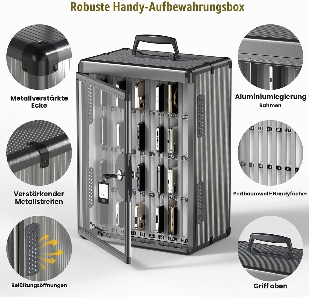 Handy-aufbewahrungsschrank, Handy-schliessfach aufbewahrungsschrank [Wandmontiert] [Aluminiumlegieru