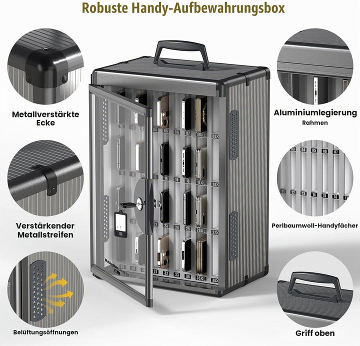 Handy-aufbewahrungsschrank, Handy-schliessfach aufbewahrungsschrank [Wandmontiert] [Aluminiumlegieru