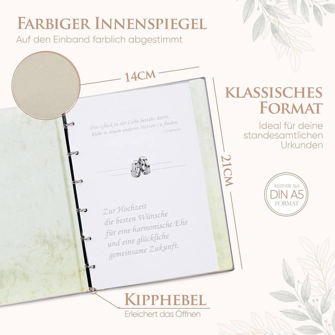 Stammbuch Hand MIT Herz - Stammbuch für die Hochzeit aus hochwertigen Velours und in buchbinderische