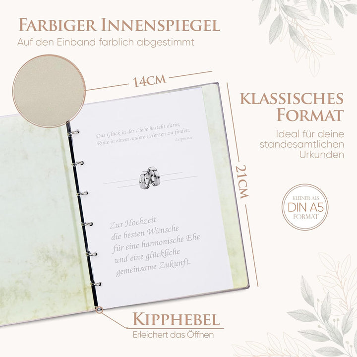 Stammbuch Hand MIT Herz - Stammbuch für die Hochzeit aus hochwertigen Velours und in buchbinderische