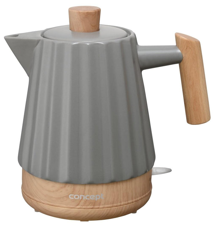 Concept Birdy RK0092 Keramik-Wasserkocher 1,5 L – Stilvoller Wasserkocher in Weiss mit Holzdetails |