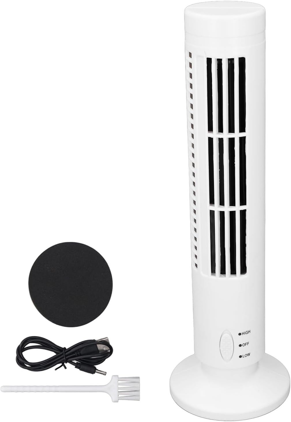 Luqeeg Desktop-Turmventilator, Flügelloser Standventilator, 2 Geschwindigkeiten Einstellbarer Tischv
