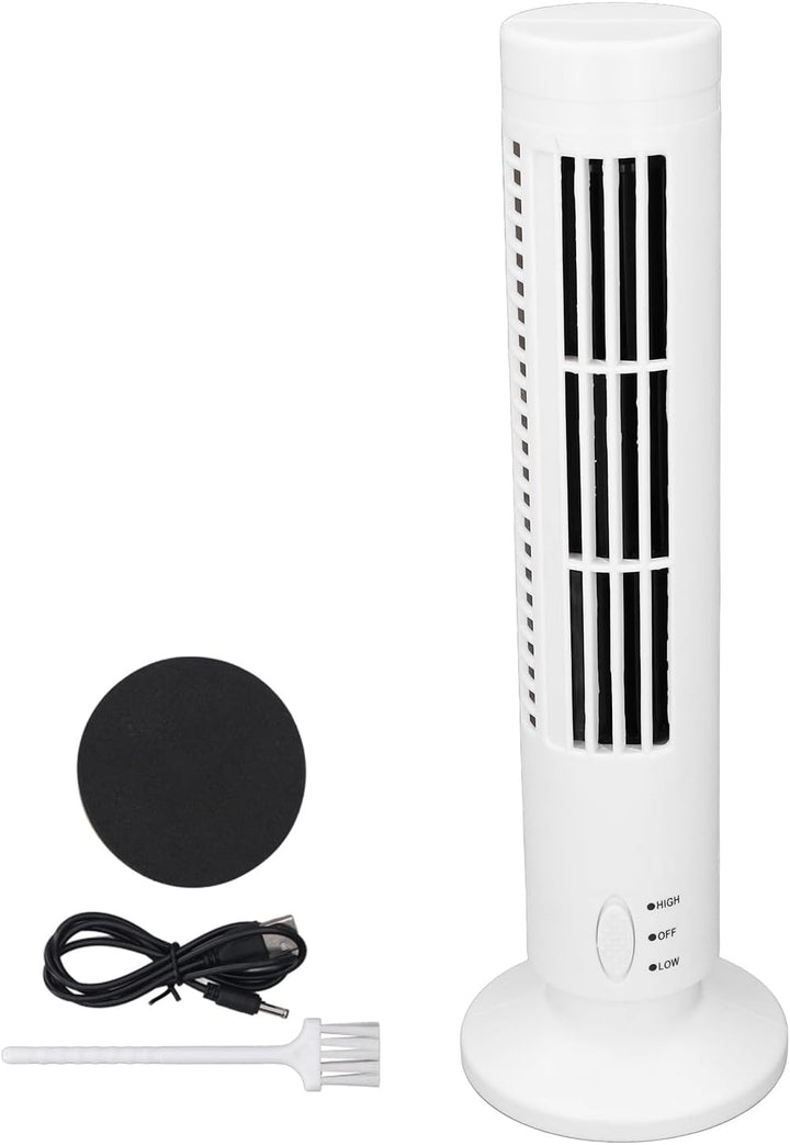 Luqeeg Desktop-Turmventilator, Flügelloser Standventilator, 2 Geschwindigkeiten Einstellbarer Tischv