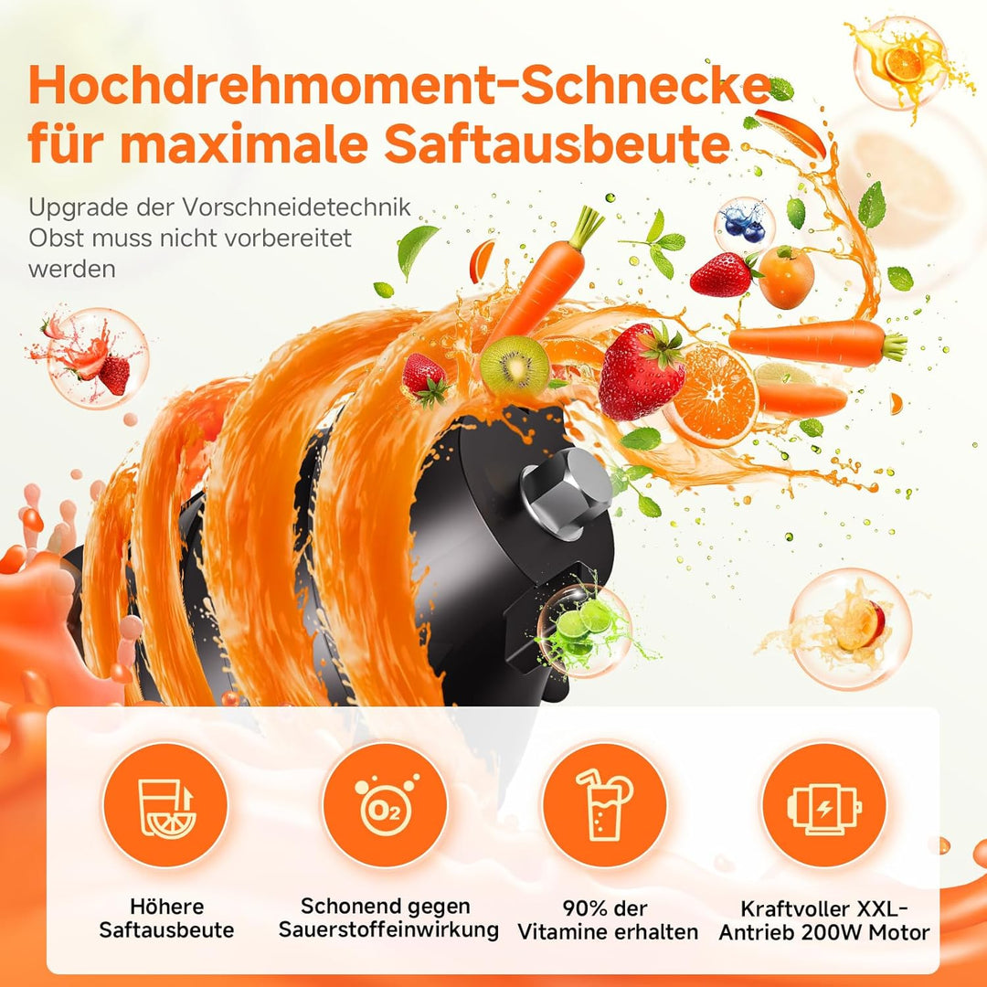 AAOBOSI Entsafter Gemüse und Obst mit 2 Geschwindigkeitsmodi - Slow Juicer mit Reinigungsbürste und