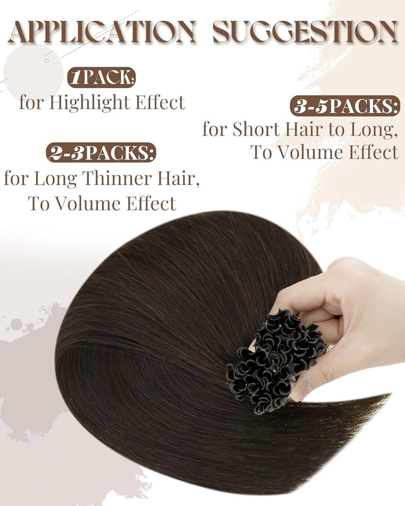 Hetto Echthaar Bondings Extensions Dunkelbraun Keratin Haar Extensions Echthaar Remy Bonding Extensi