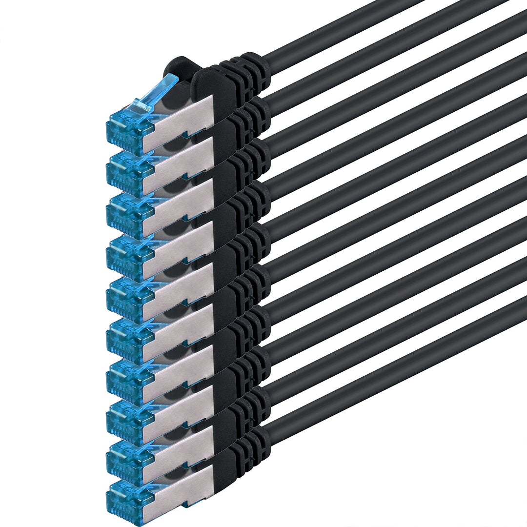 3m - CAT6a - Netzwerkkabel schwarz - 10 Stück CAT 6 A Patchkabel 10000 Mbit s SFTP PIMF 500 MHz komp