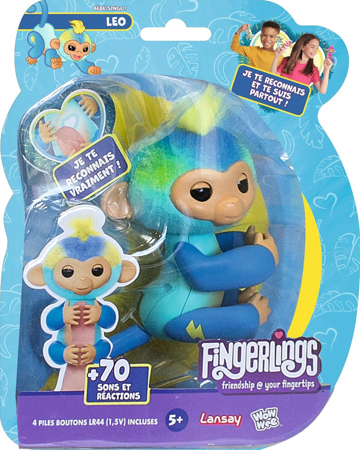 FINGERLINGS – Leo – Interaktives Baby-AFFE blau – Elektronisches Plüschtier für Kinder ab 5 Jahren –
