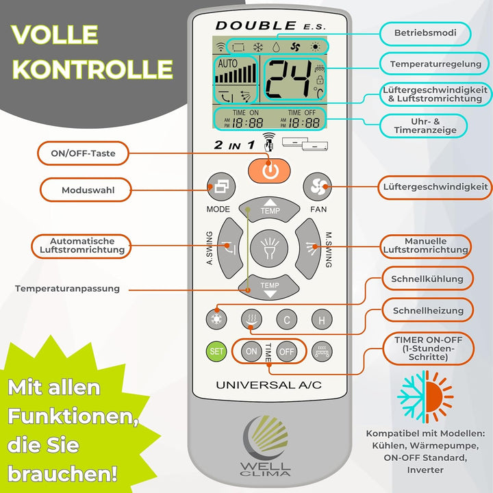 Wellclima Fernbedienung für Unico-, Issimo- und Climapiù-Modelle von Olimpia Splendid, Alternative z