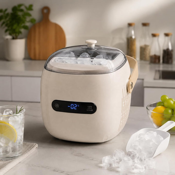Tragbarer Ice Maker Mini Eiswürfelmaschine 12V &amp; 230V Aprikose 1, Aprikose 1