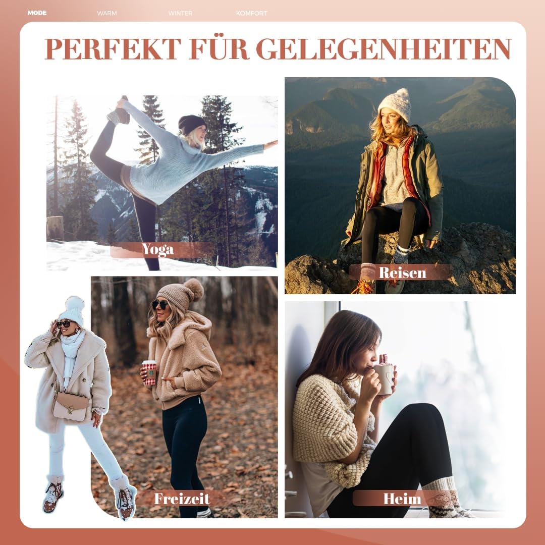 HLTPRO Thermo Leggings Damen Gefüttert Im Winter, High Waist Thermoleggings Warm Thermohose Blickdic