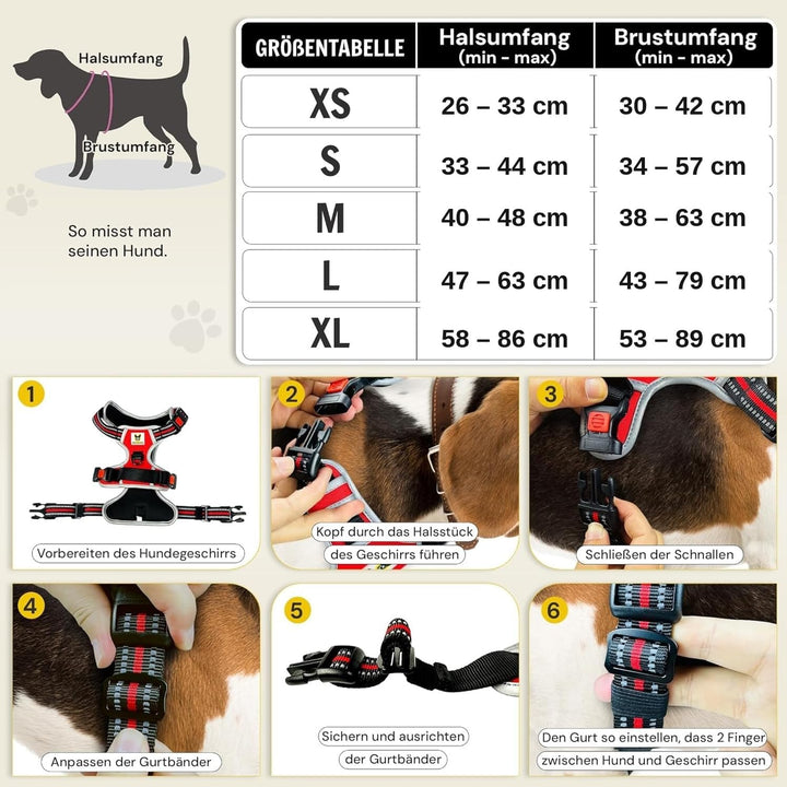 Hundefreund Hundegeschirr für Kleine Hunde – Reflektierend, Gepolstert &amp; Verstellbar – Anti-Zug Gesc