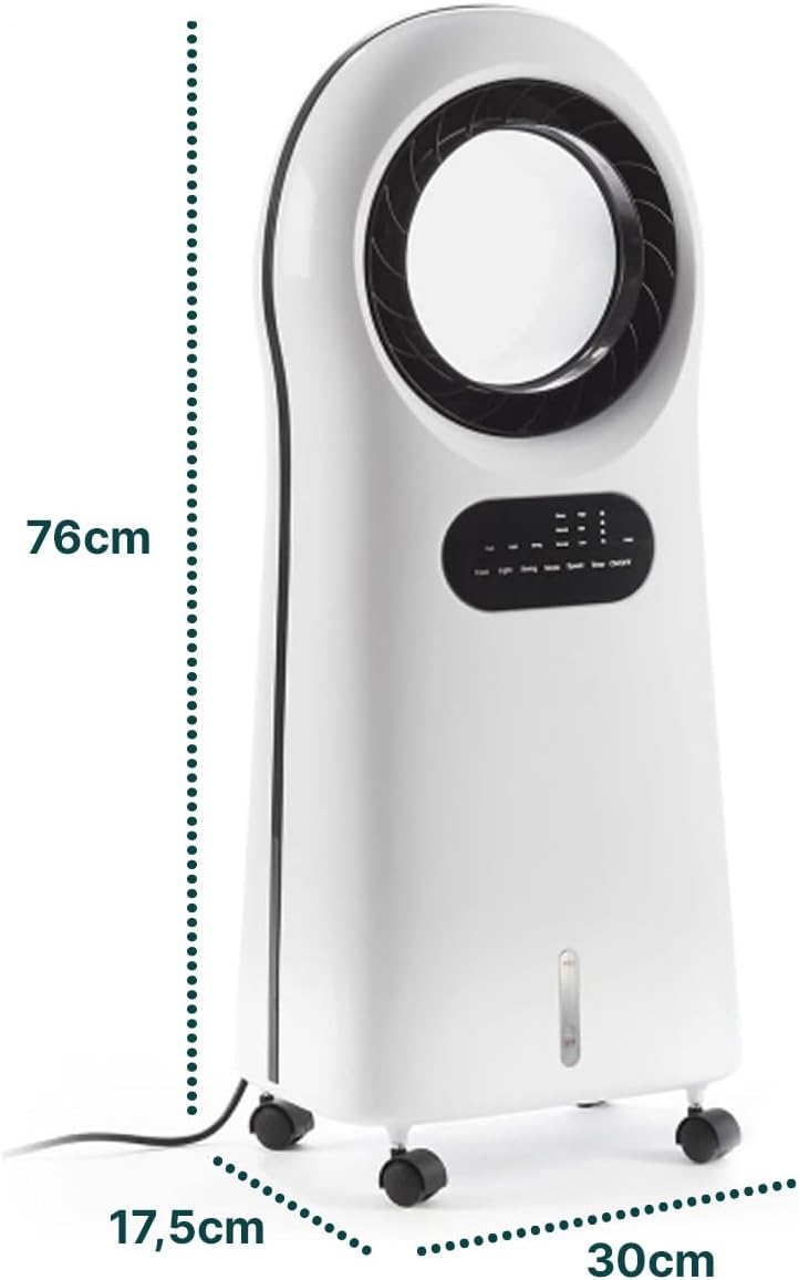 Wintem Hurricane – Ventilator ohne Flügel, mit Fernbedienung und Wassertank 3,5 l, White