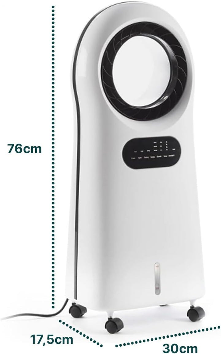 Wintem Hurricane – Ventilator ohne Flügel, mit Fernbedienung und Wassertank 3,5 l, White