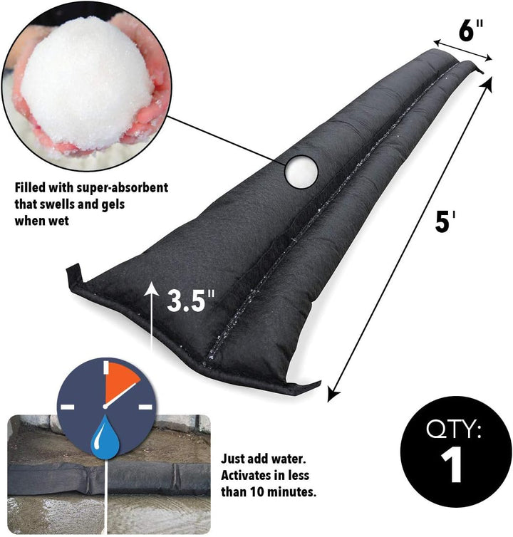 Quick Dam QD65-1 1 per Pack Flood Barrier, 5', Black by Quick Dam 5-ft Hochwassersperre, 5-ft Hochwa