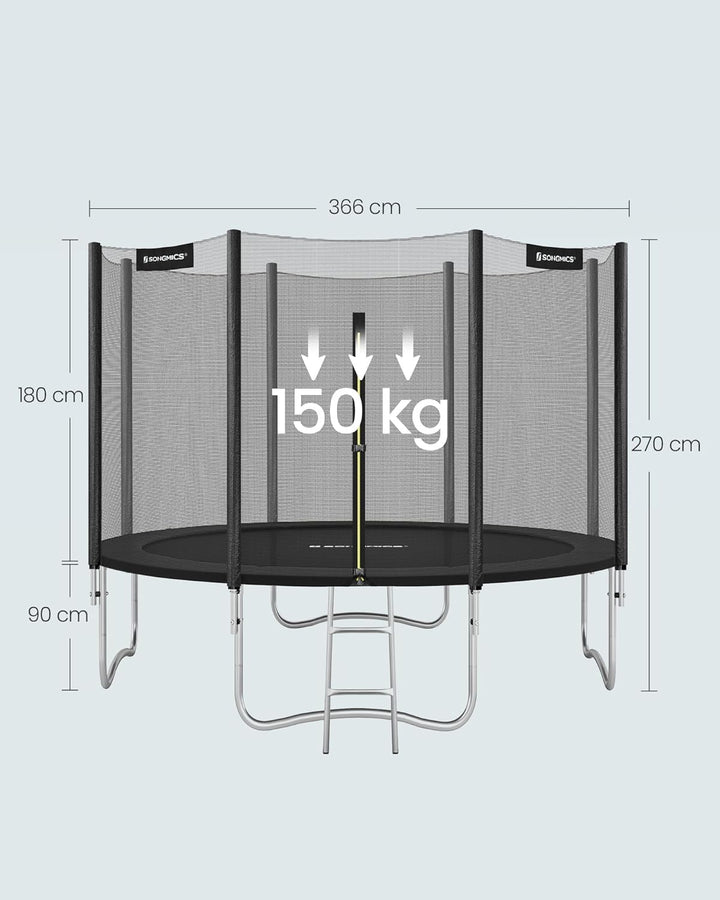 SONGMICS Trampolin Outdoor Ø 183/244/305/366/427 cm, rundes Gartentrampolin Kindertrampolin mit Rand