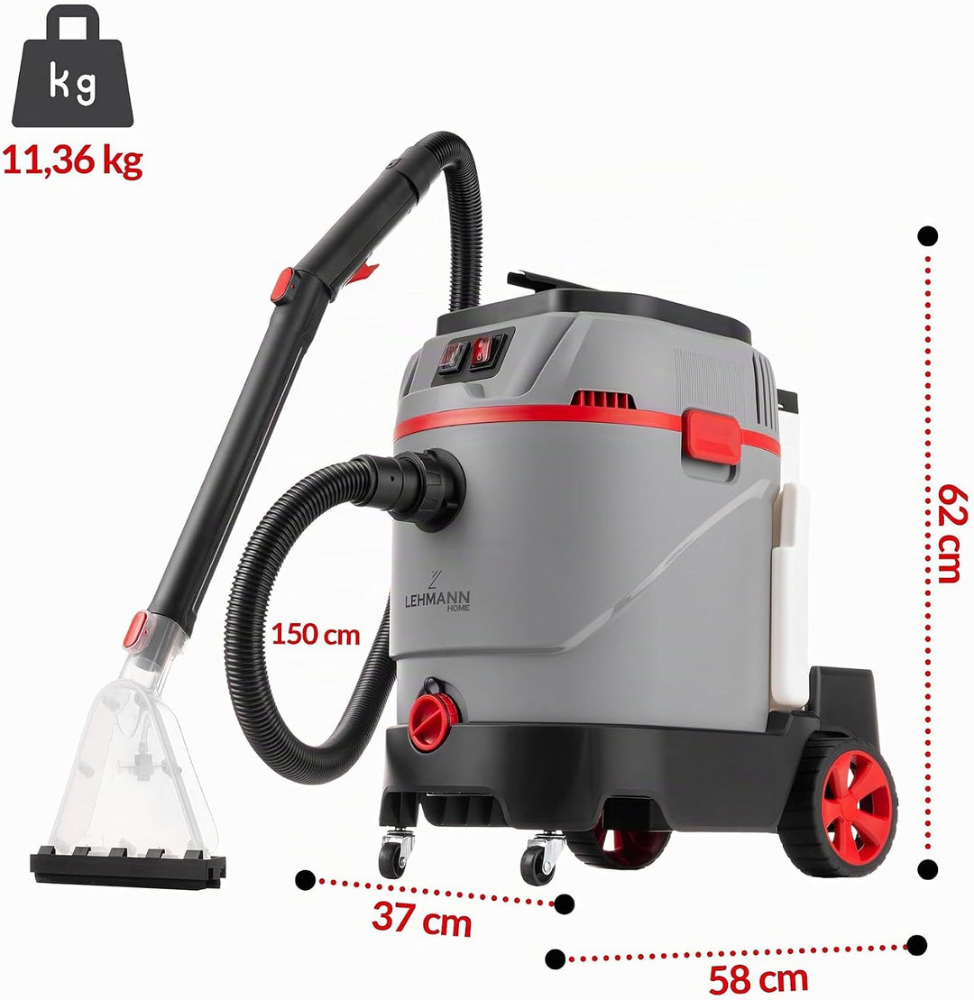 LEHMANN Primewash 2800 Waschsauger, Profi Teppichreiniger &amp; Polsterreiniger mit Heisswasser 60°C, Na