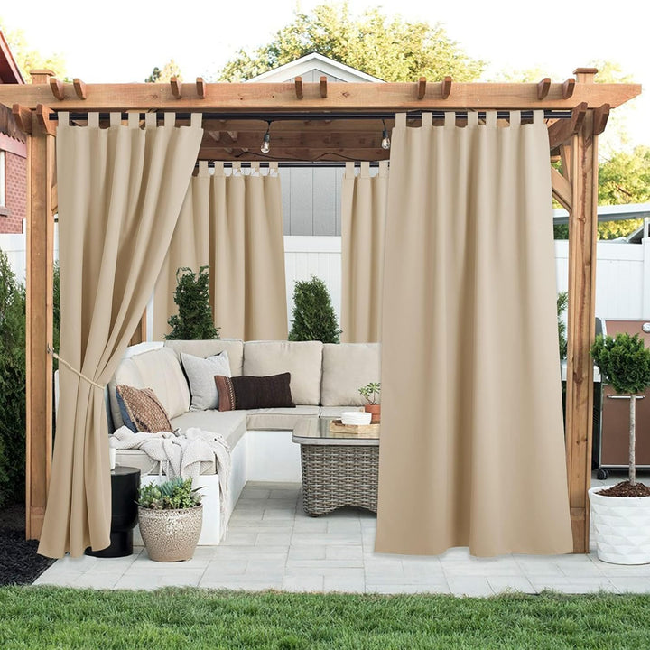 PONY DANCE Terrasse Vorhänge Outdoor Gardinen mit Schlaufen Sonnenschutz Vorhang Outdoor Balkonvorha