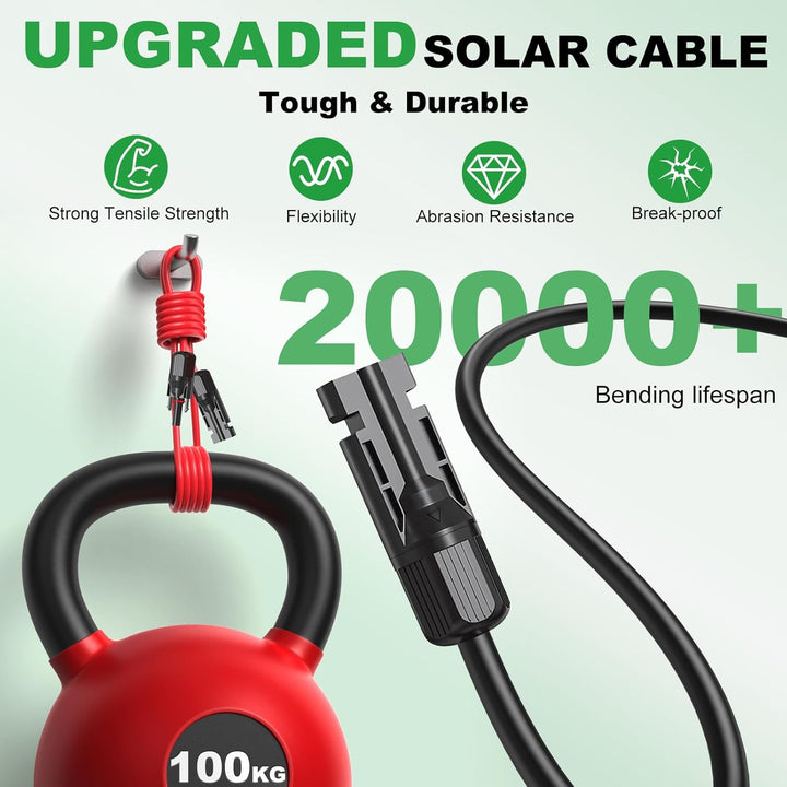 Oududianzi Solarkabel 6mm2 12m, Solarkabel Verlängerung 1/2/3/5/8/10/15/20/30m, Photovoltaik Kabel 4