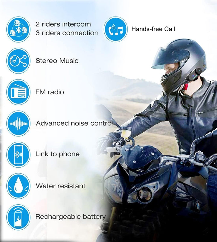 FreedConn T-COM VB Motorrad Bluetooth Headset, Helm Intercom, Kommunikationssystem für für Motorräde