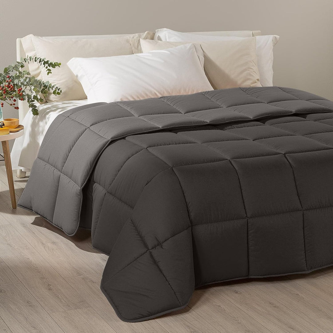 Caleffi - Moderne Steppdecke, einfarbig, französisches Bett, Anthrazit