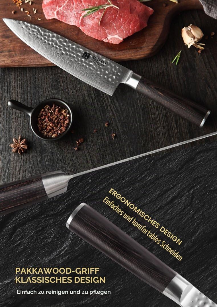 XINZUO 20.1cm Kochmesser,Scharf Profi Damaststahl Gyuto Multifunktions Chefmesser Küchenmesser mit E