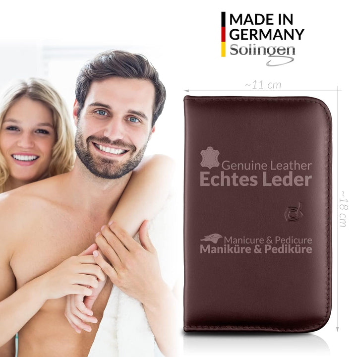 marQus Solingen Mega Maniküre Pediküre Set 12 Teile - Nageletui für Herren und Damen mit allem was m