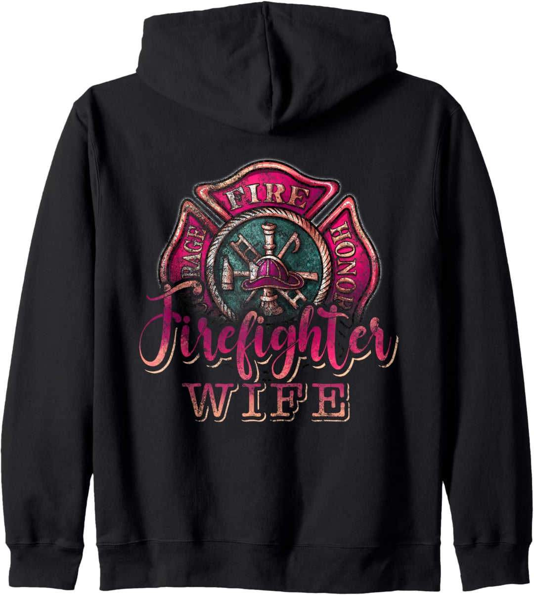 Feuerwehrmann Ehefrau Distressed Fire Courage Ehrenrettungs Kapuzenjacke