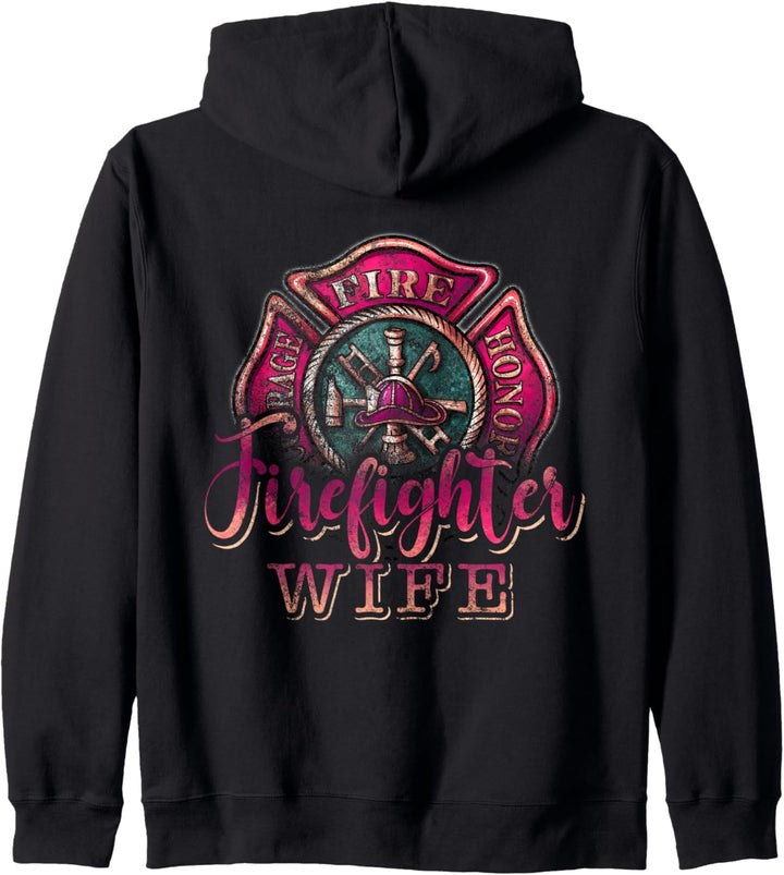 Feuerwehrmann Ehefrau Distressed Fire Courage Ehrenrettungs Kapuzenjacke
