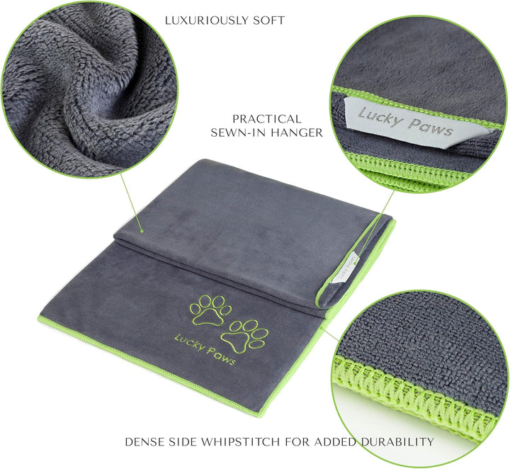 Lucky Paws® Hundehandtuch - 140x70cm XL Hundehandtuch extra saugfähig - schnell trocknend, luxuriös