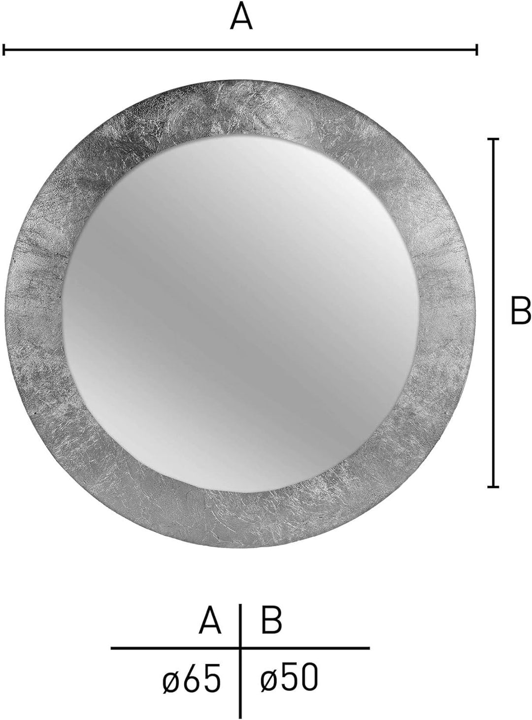 nielsen HOME Wandspiegel Nevio, Silber, MDF, ca. ø 50 cm rund Silber 50 x 50 cm, Silber 50 x 50 cm