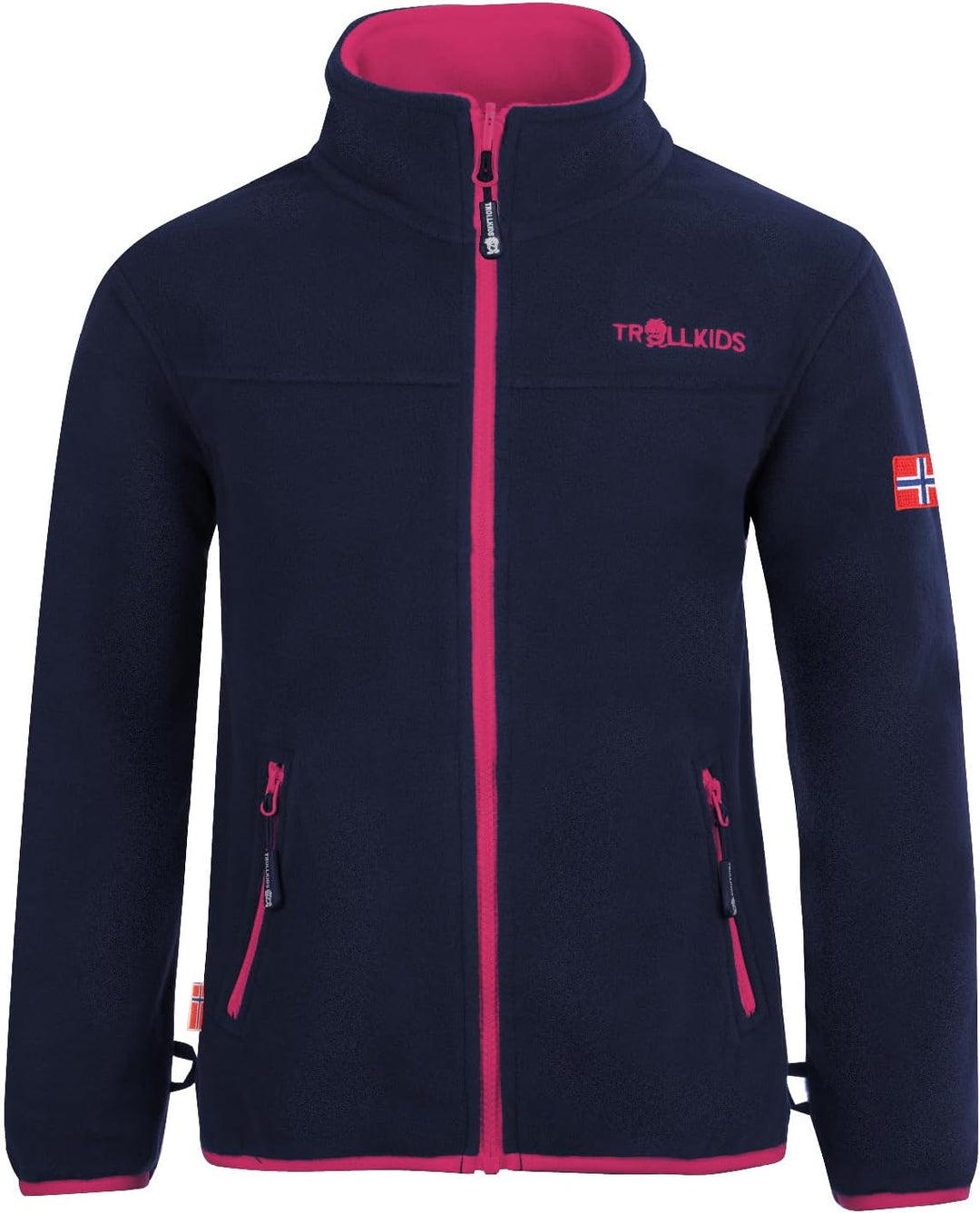 Trollkids Mädchen Oppdal XT Fleece Jacke 128 Marineblau / Magenta, 128 Marineblau / Magenta