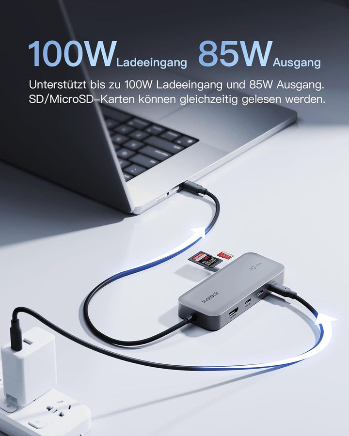 Inateck 10 in 1 USB C Hub, 4K 60Hz HDMI Docking Station, USB C Video＋Data, 100W PD, 10Gbps 2 USB 3.2